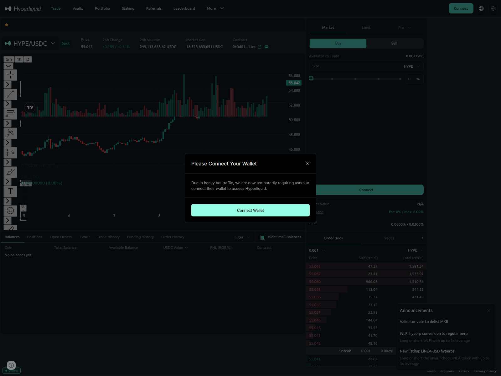 Screenshot of trade.hyperllquid.financial