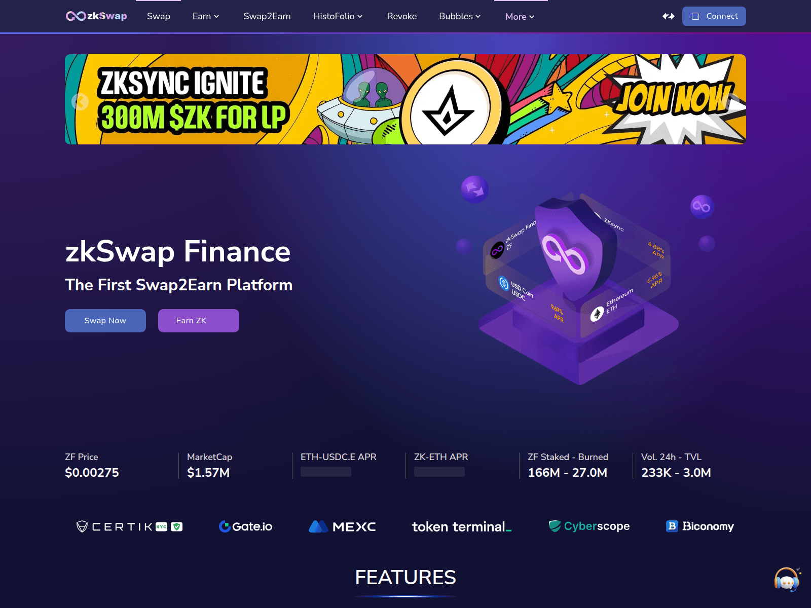 Screenshot of zkswap.fun