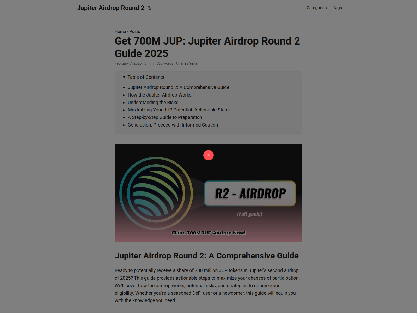 Screenshot of jupiter-airdrop-round-2.pages.dev