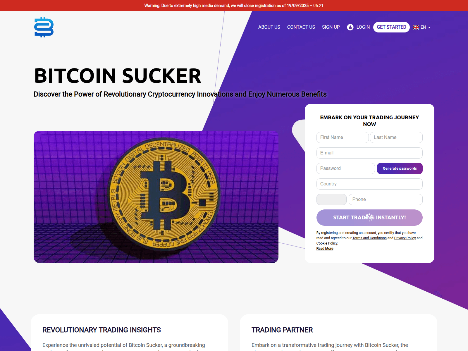 Screenshot of bitcoinsuckerplatform.com