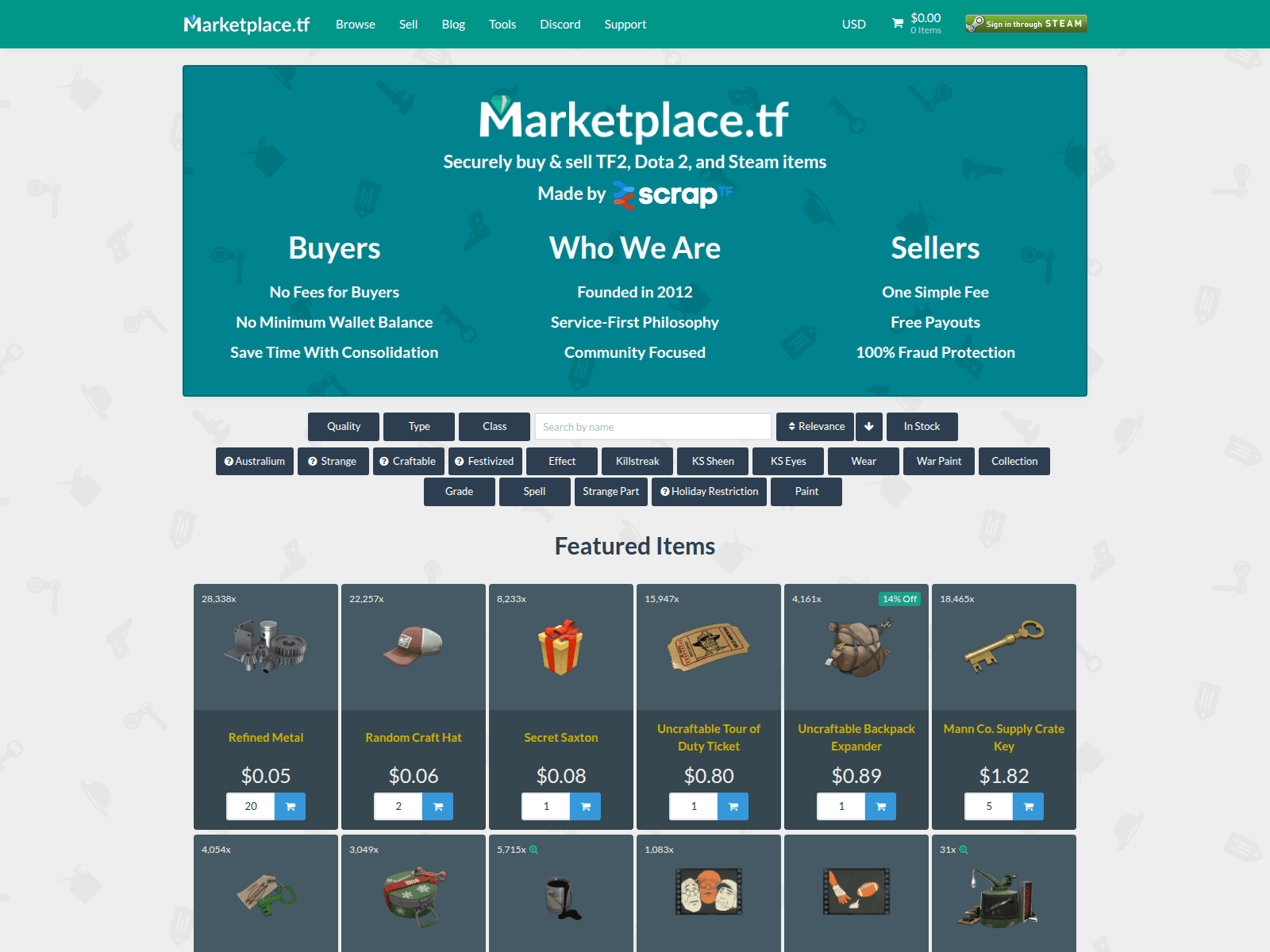 Screenshot of marketpllacetf.com