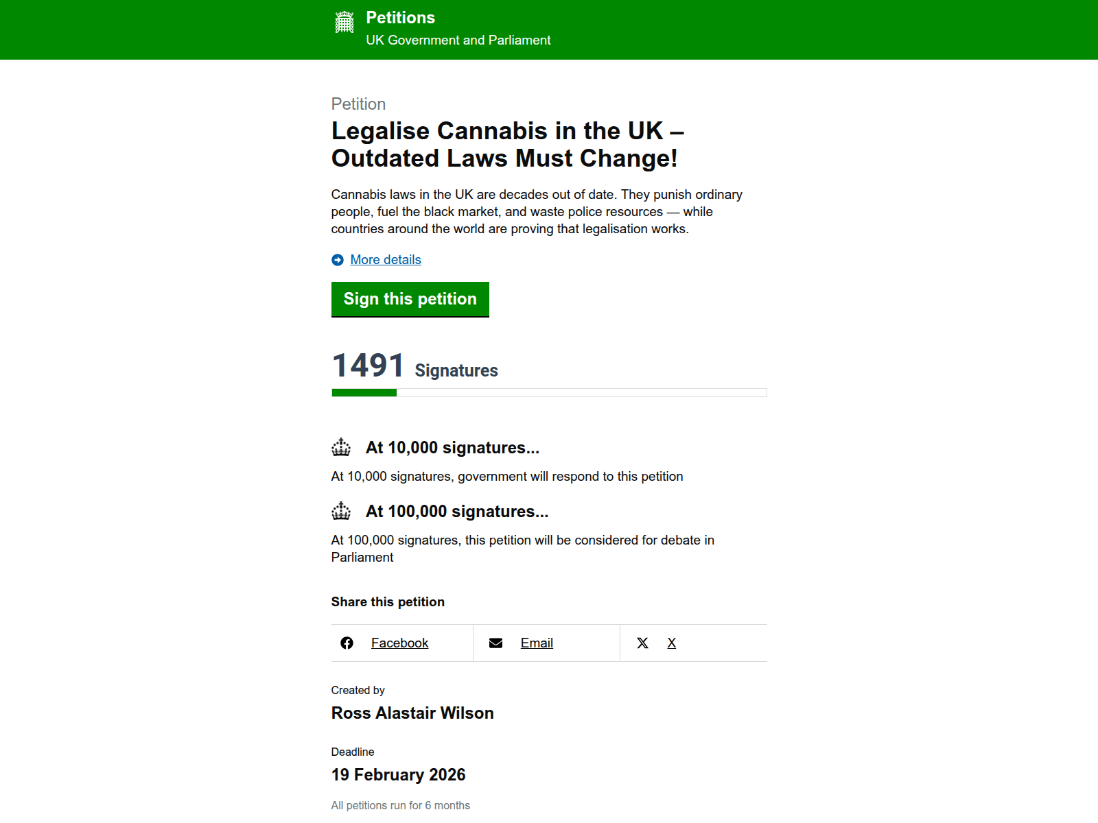 Screenshot of parliamentarypetitions.uk