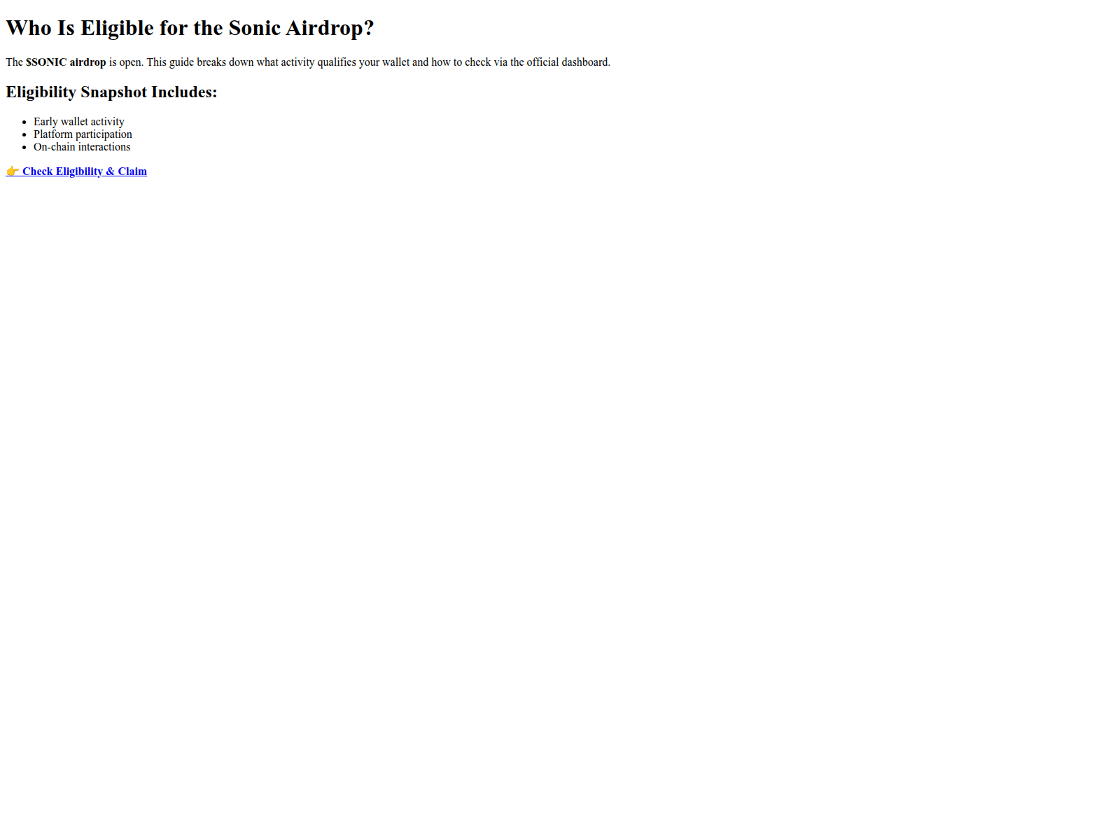 Screenshot of who-gets-sonic-airdrop.pages.dev