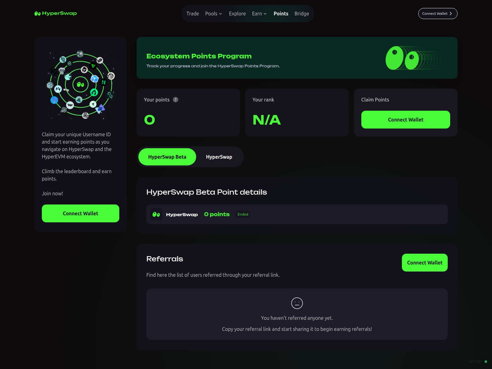 Screenshot of app.hyeprsrwap.exchange