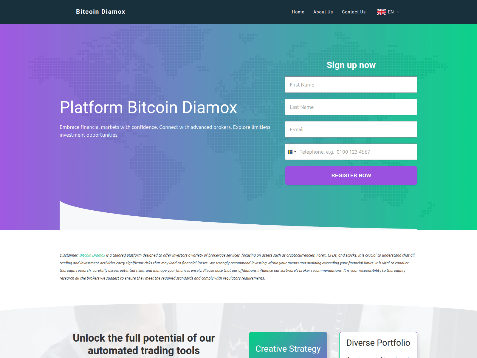 Screenshot of bitcoin-diamoxapp.com