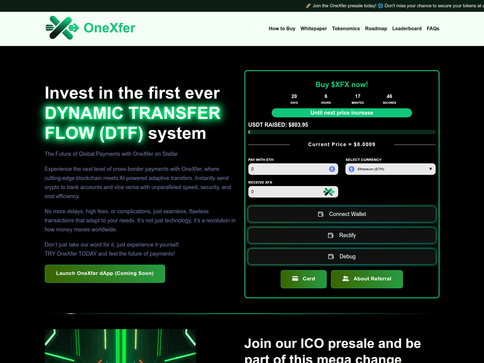 Screenshot of onexfer.xyz