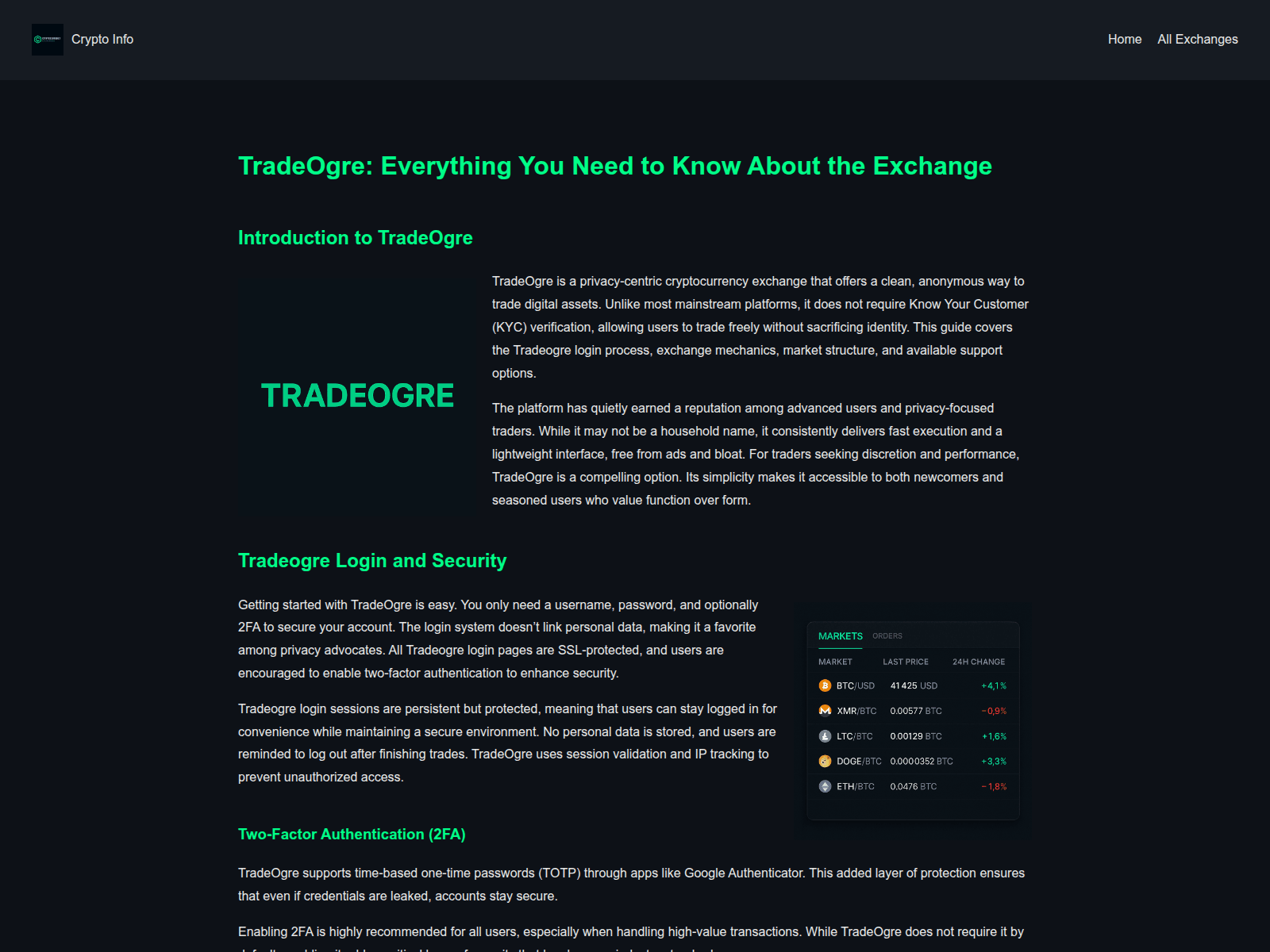 Screenshot of tradeogre.icu