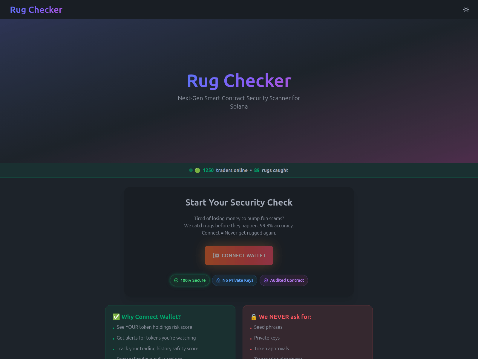 Screenshot of rugchecker.fun