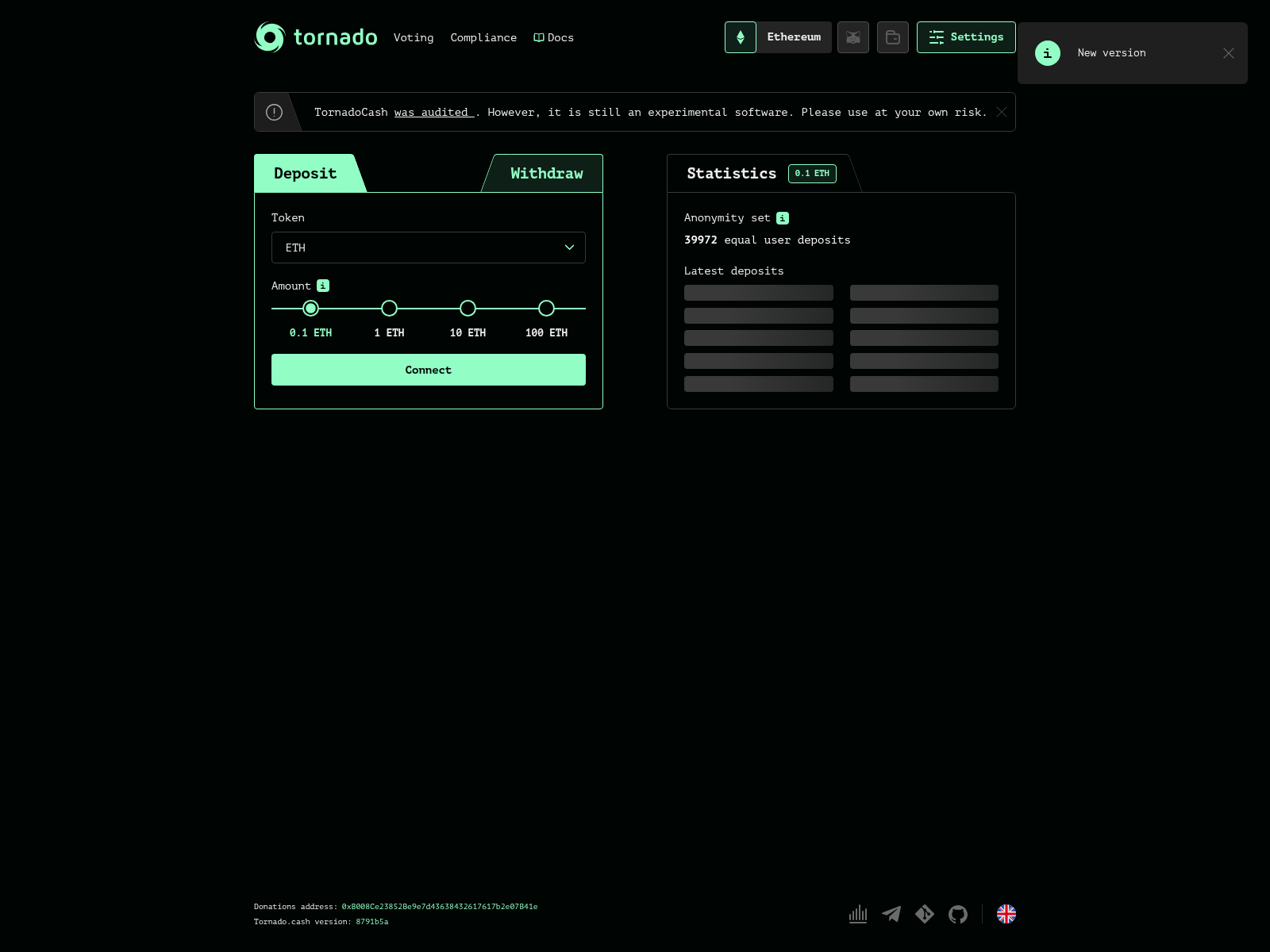 Screenshot of tornaco.cash