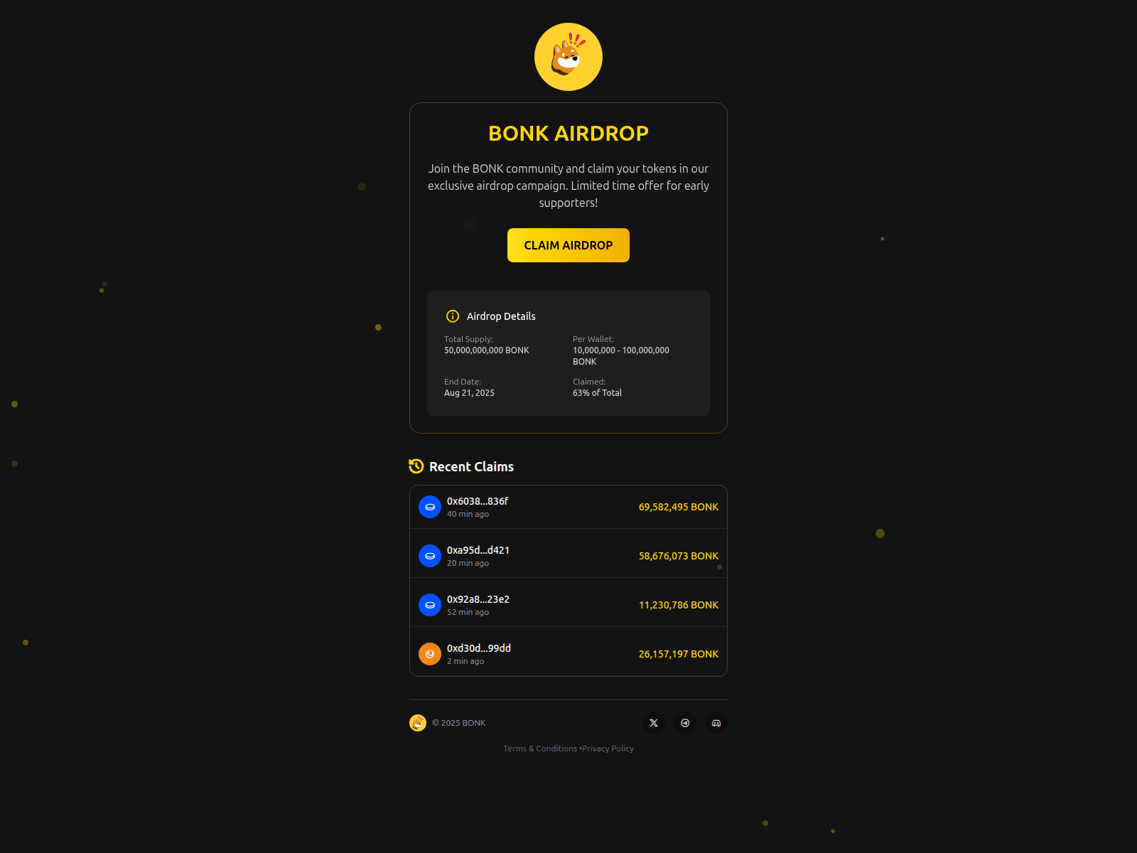 Screenshot of bonk.claimairdrop.io