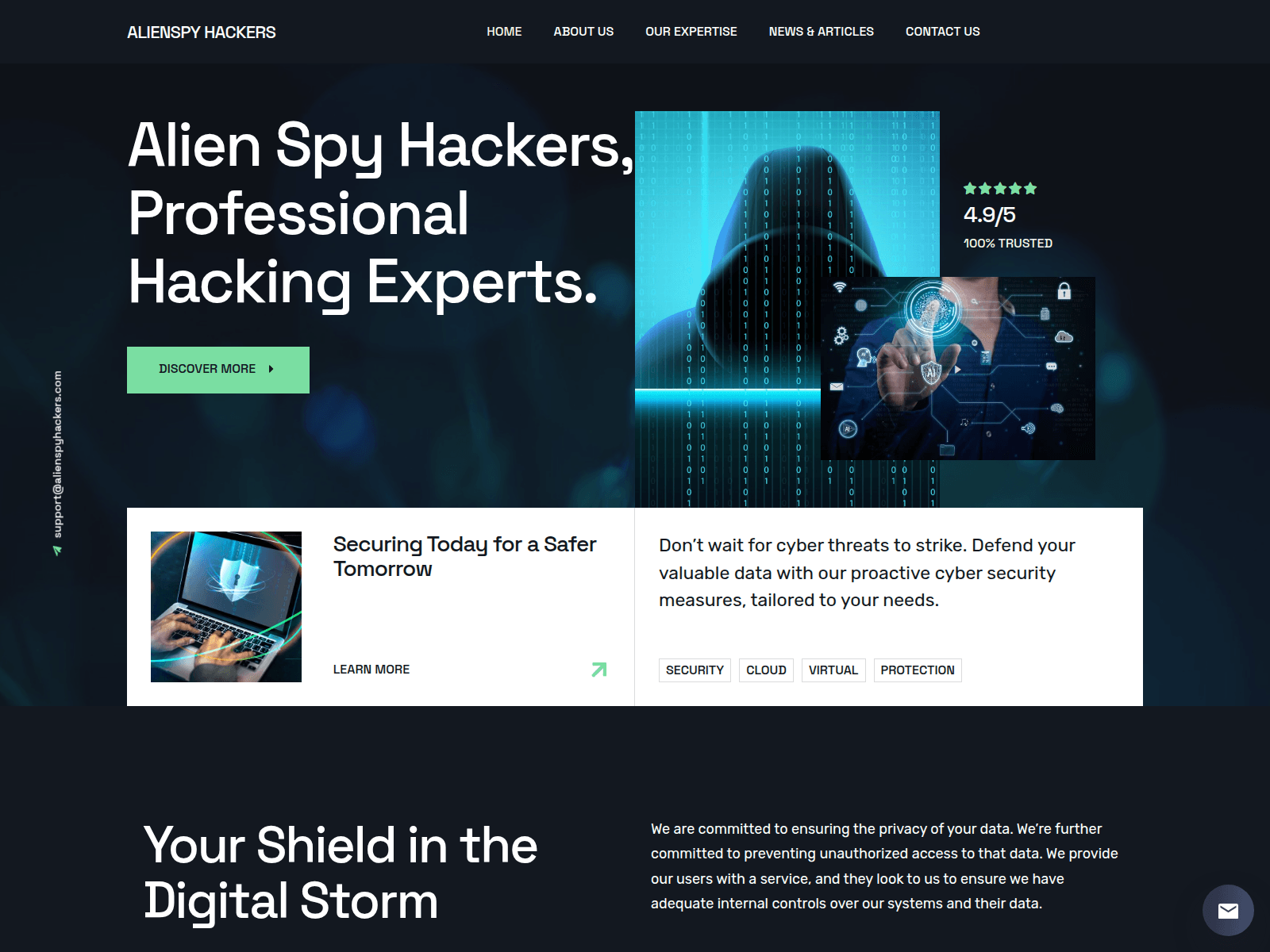 Screenshot of alienspyhackers.com
