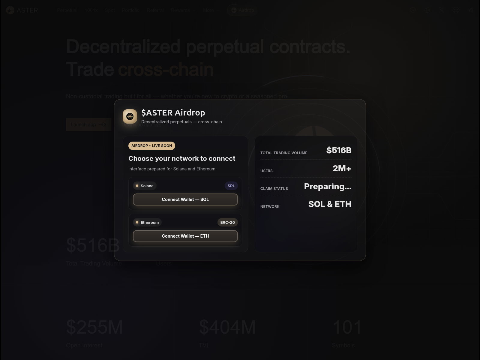 Screenshot of asterdexs-allocation.xyz