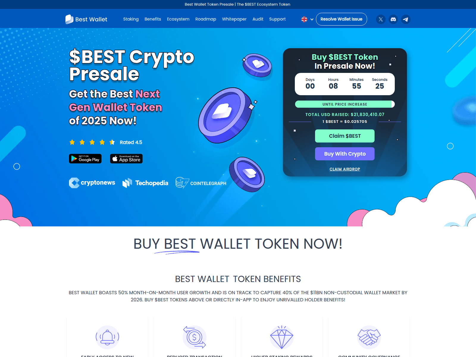 Screenshot of bestwallettokens.live