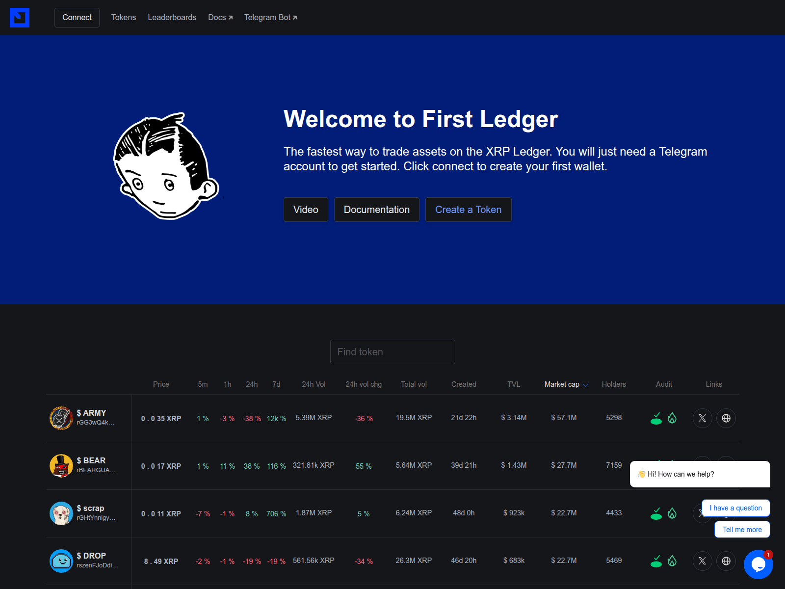 Screenshot of firstledger.live
