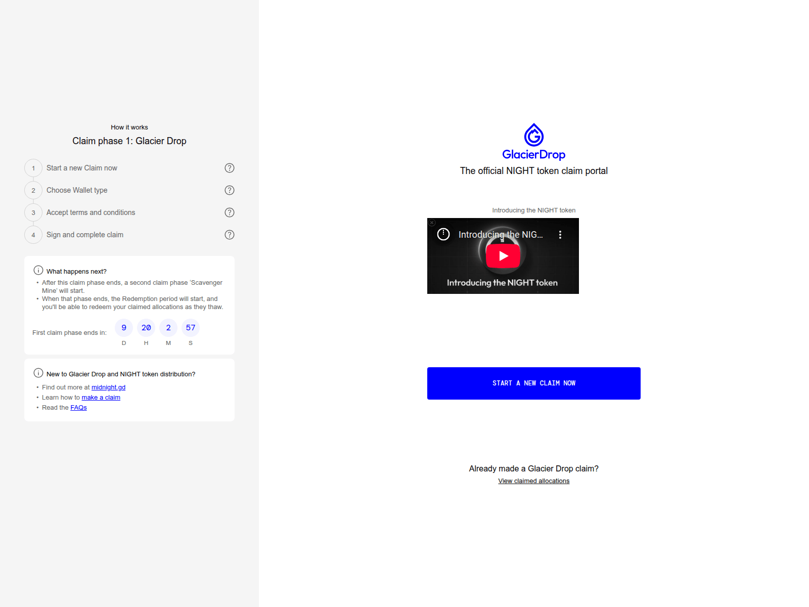 Screenshot of claim-midnight.network