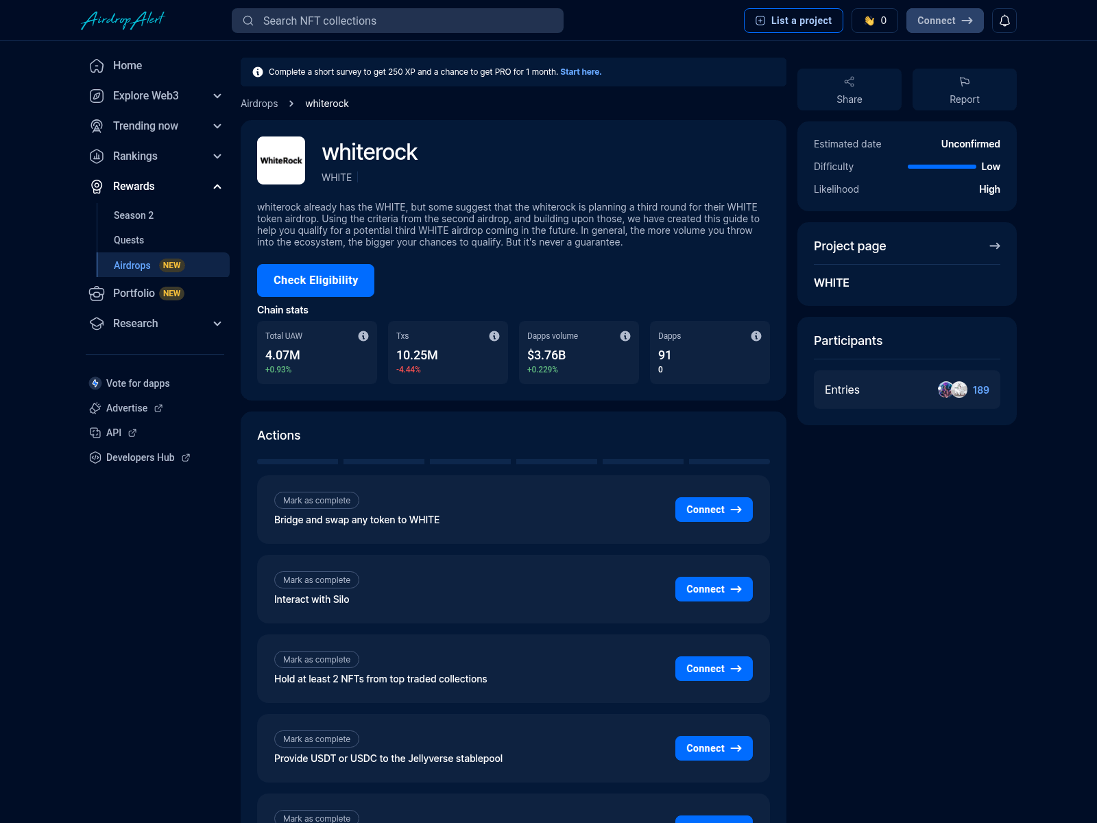 Screenshot of whiterock.airdropalert.onl