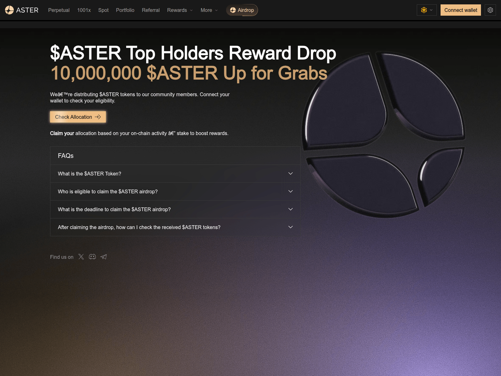 Screenshot of aster-airdrop.org