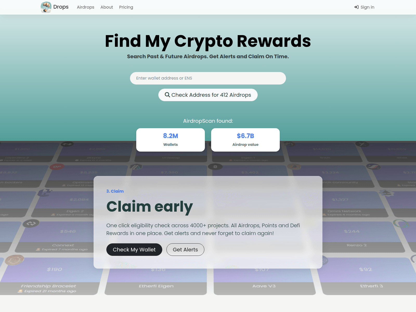 Screenshot of drops.rest
