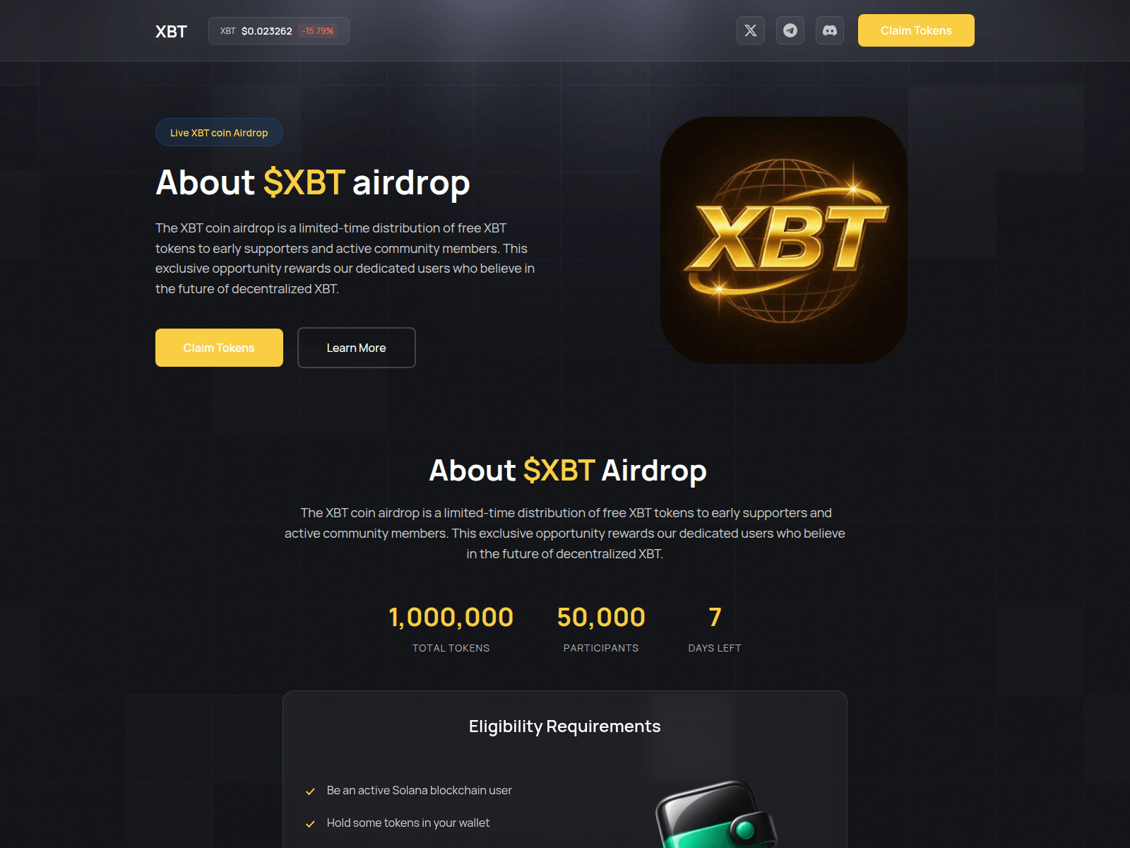 Screenshot of xbtsolana.com