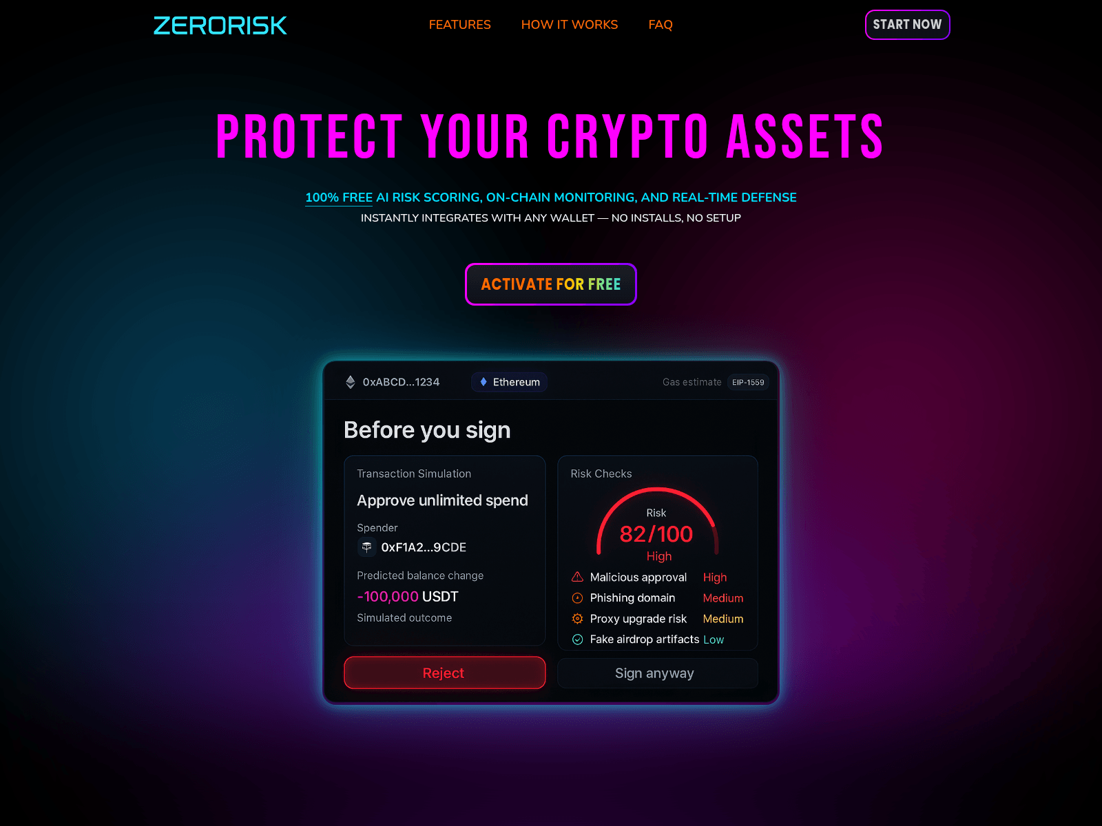 Screenshot of zeroriskcrypto.click