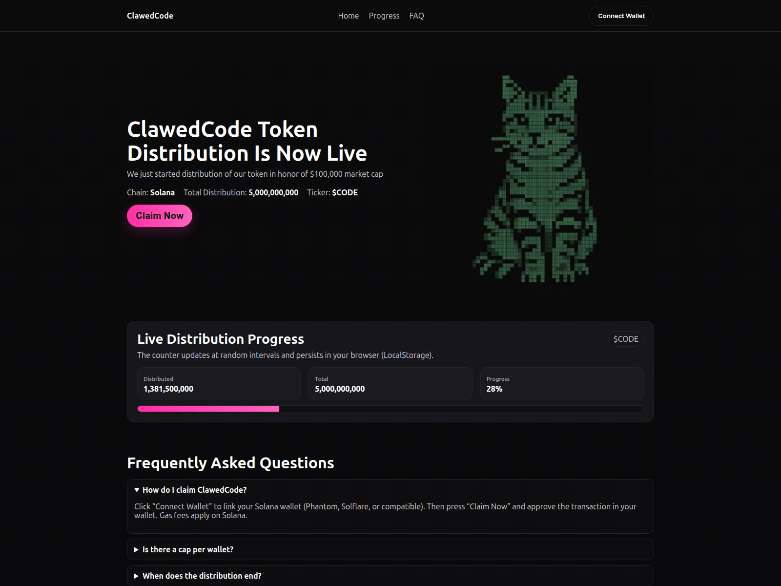 Screenshot of clawedcodes.com