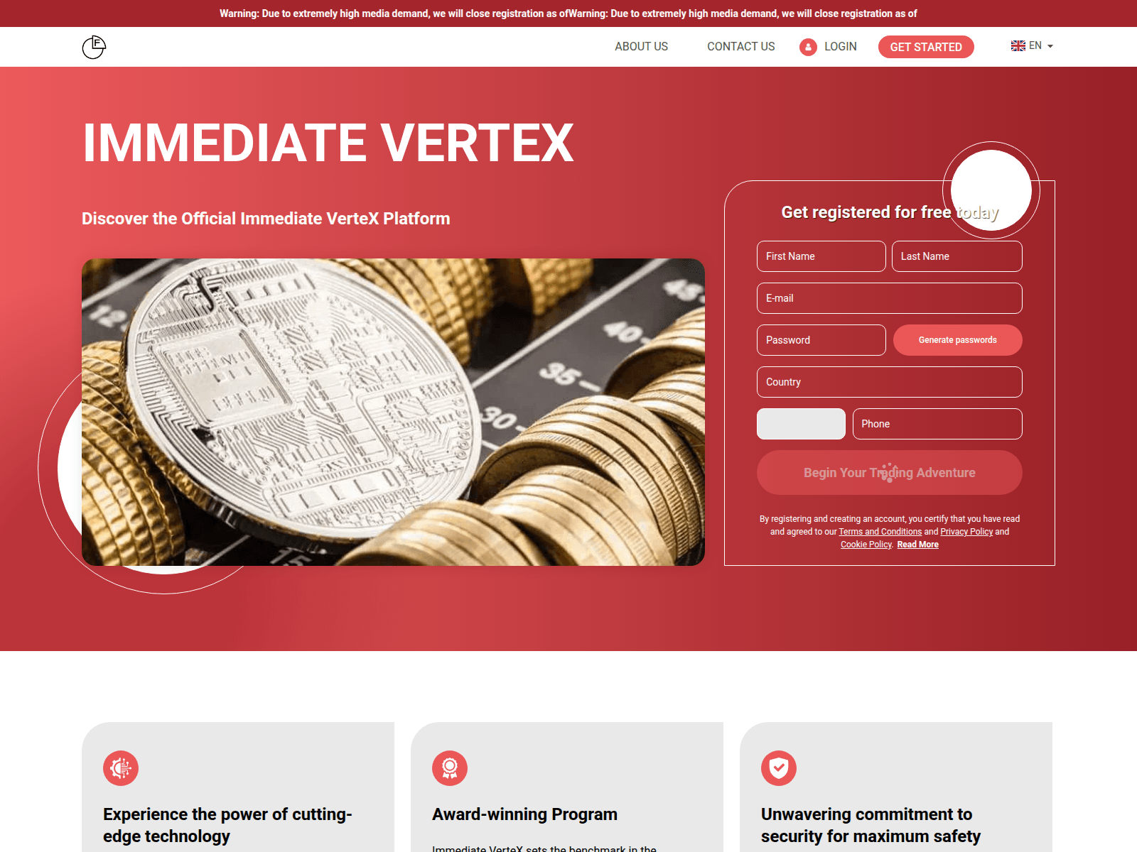 Screenshot of immediate-vertex.com