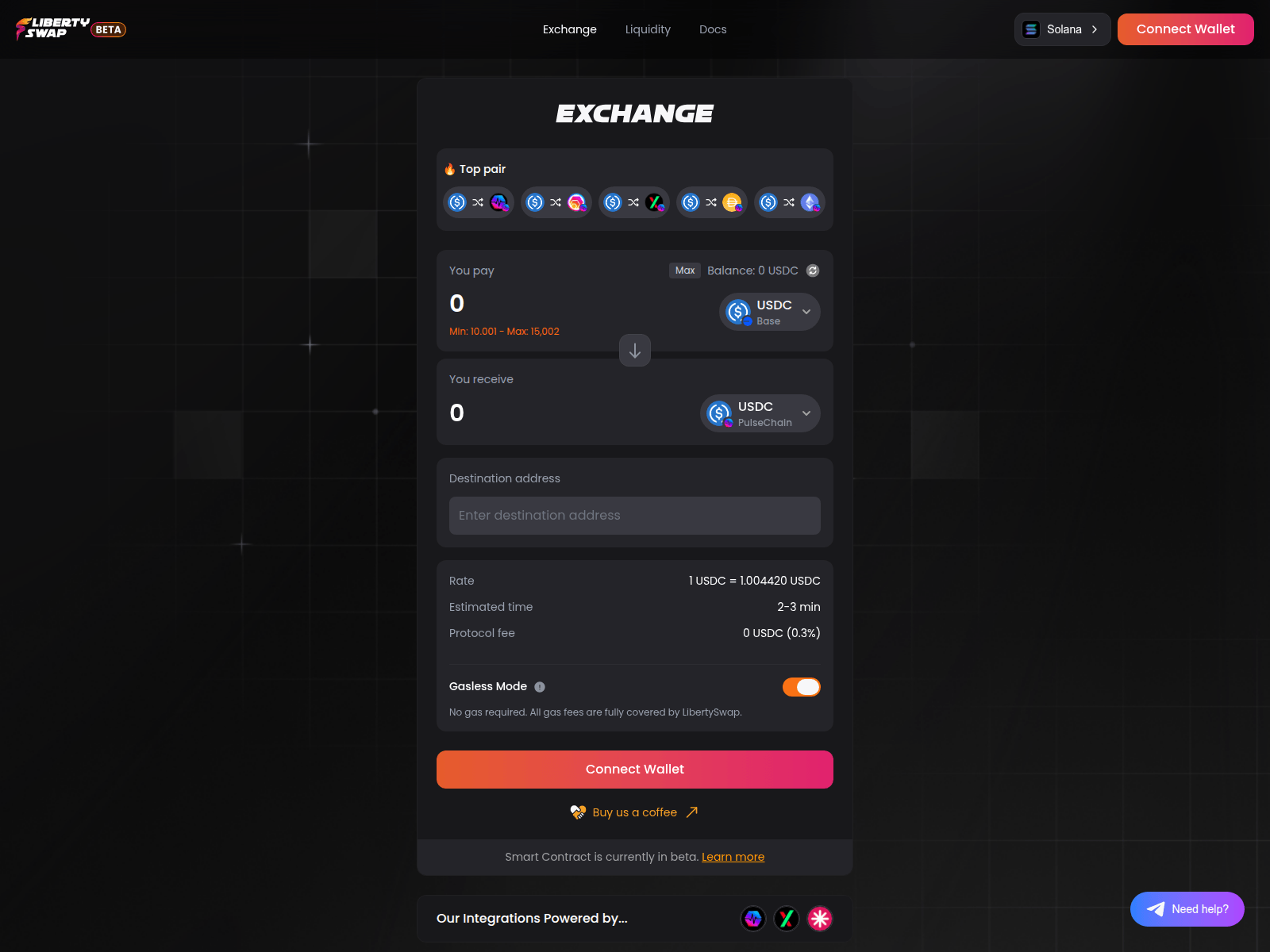 Screenshot of libertryswap.finance