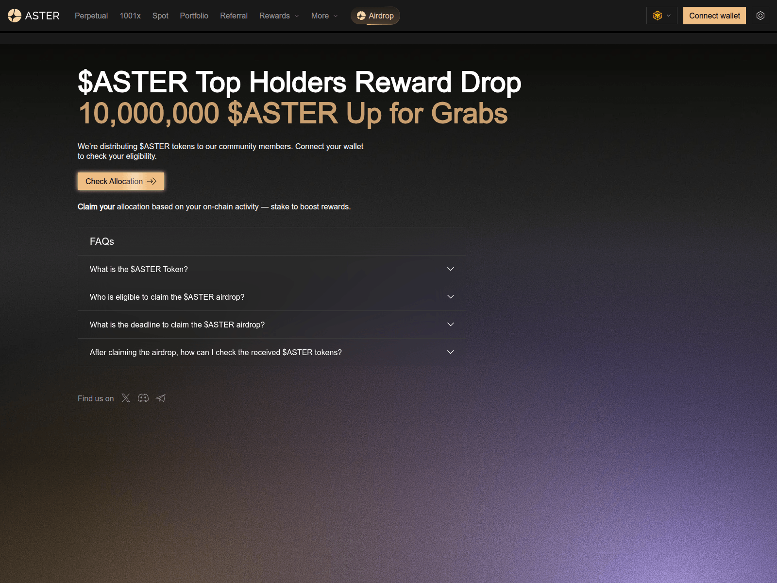 Screenshot of aster-airdrop.info