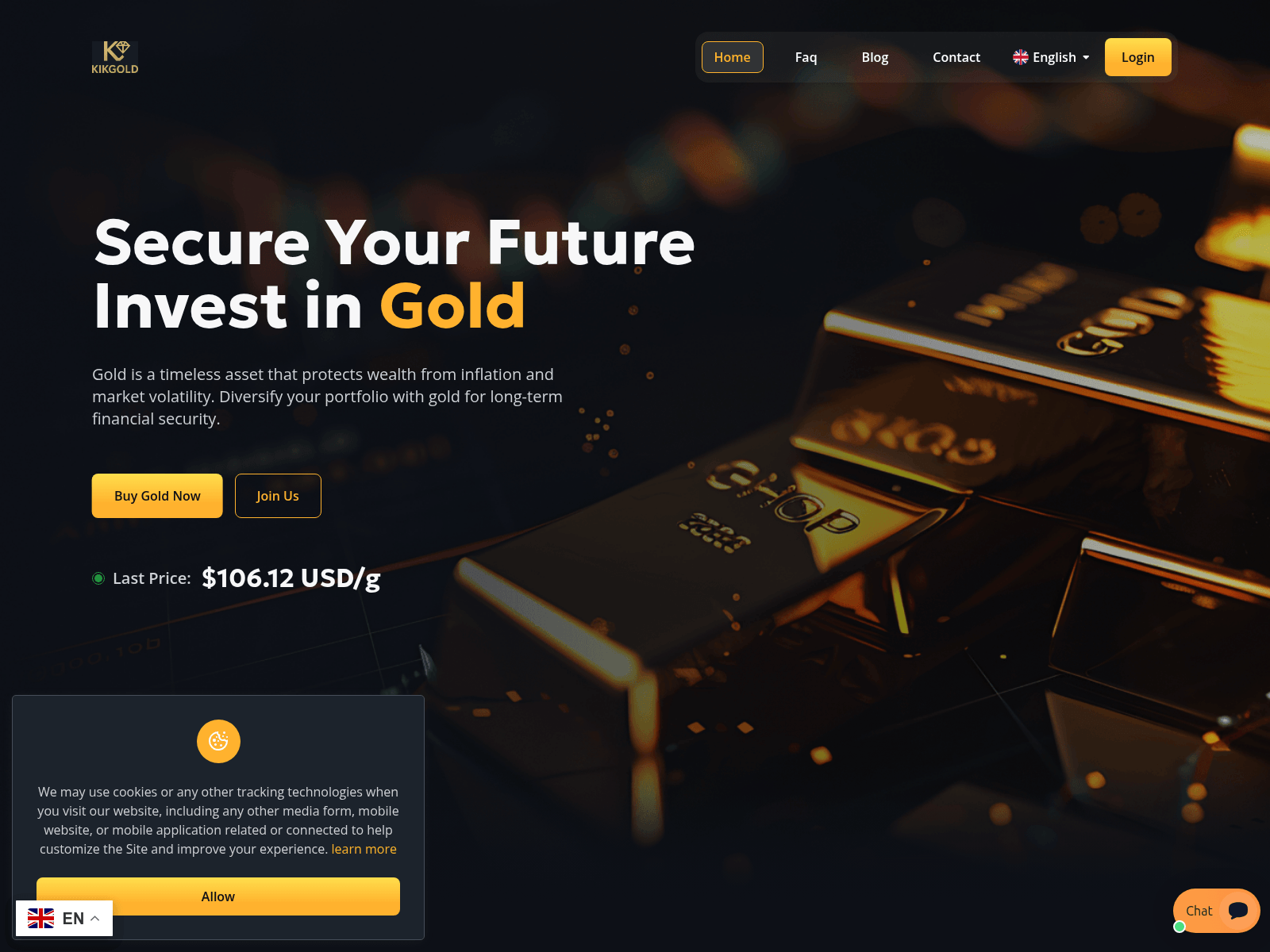 Screenshot of kikgolds.com