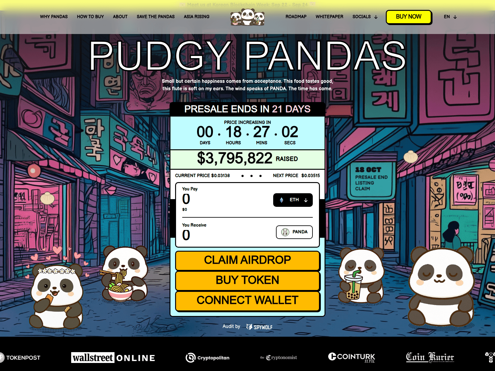 Screenshot of www.presale.pudgy-pandas.xyz