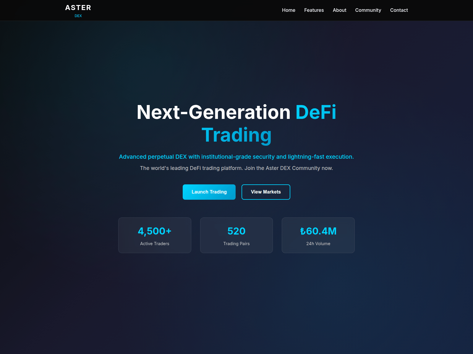 Screenshot of aster-dex.finance