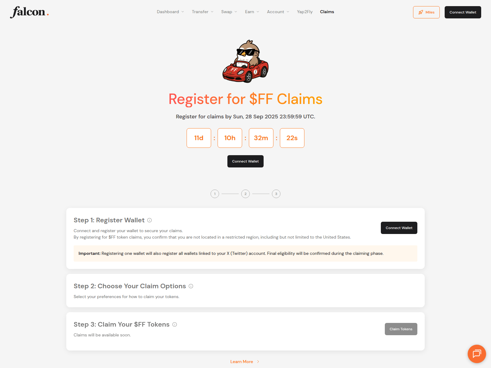 Screenshot of claims-falcon.finance