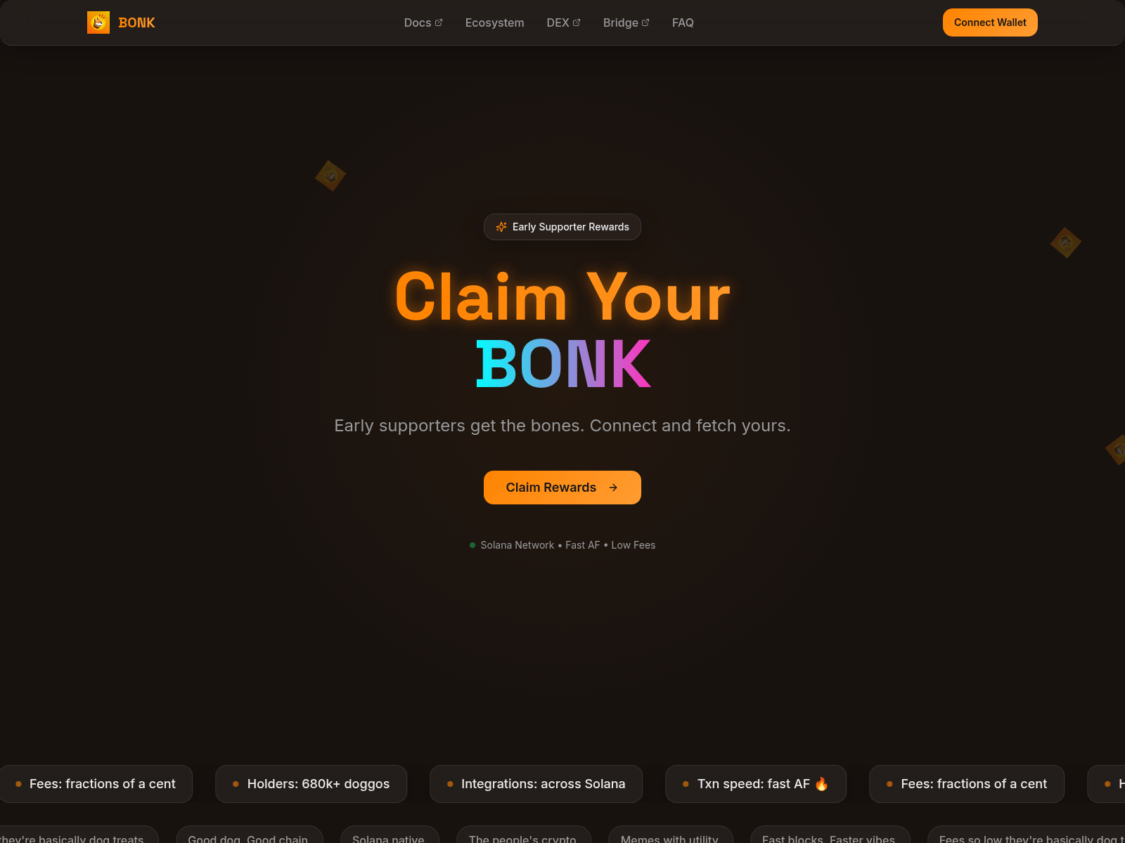 Screenshot of www.bonkcoinrewards.live