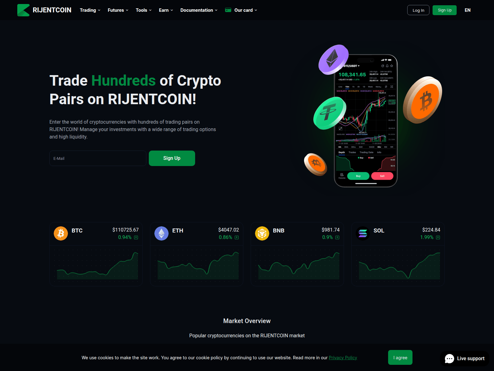 Screenshot of rijentcoin.com
