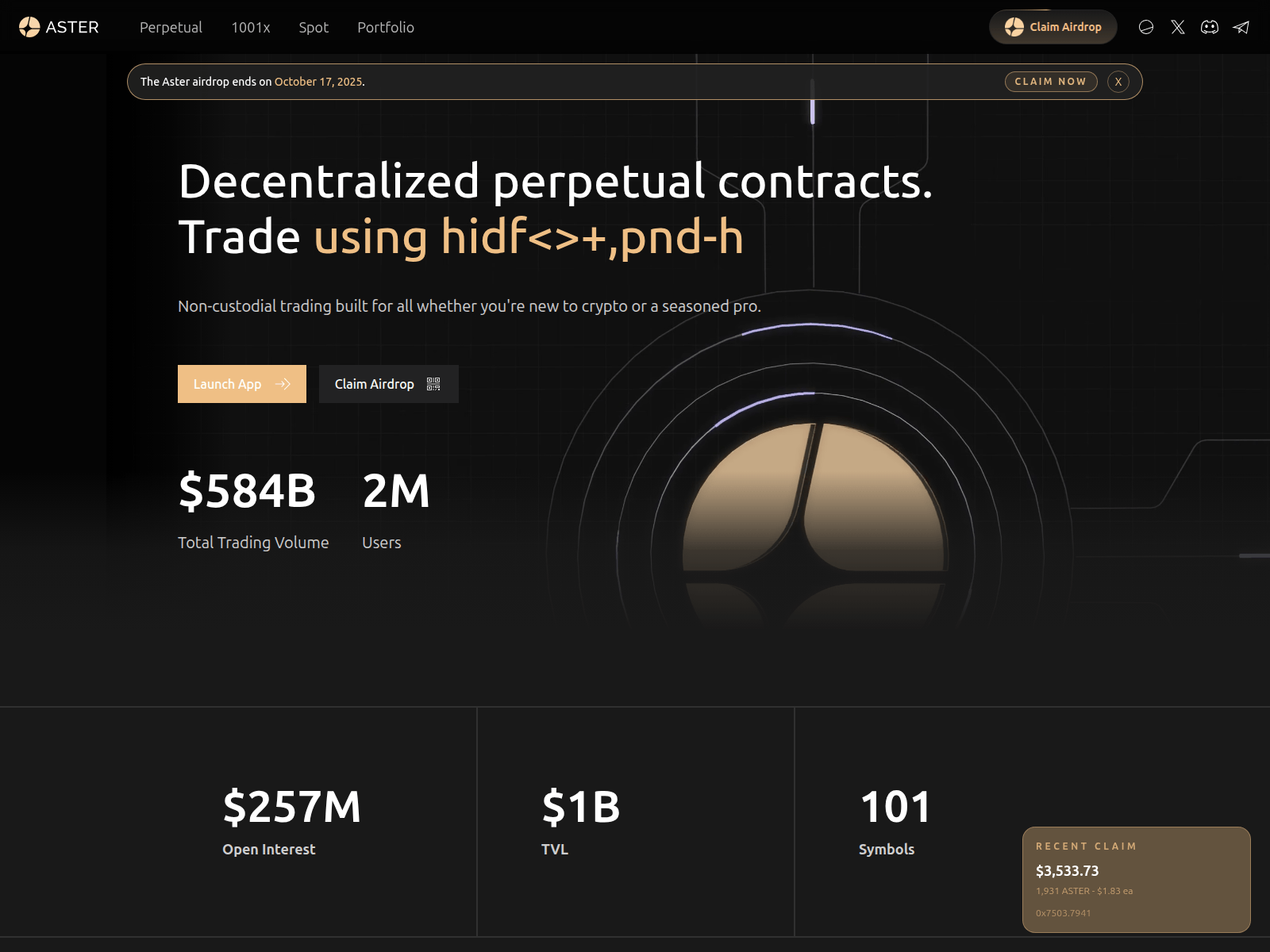 Screenshot of www.aster-dex.io