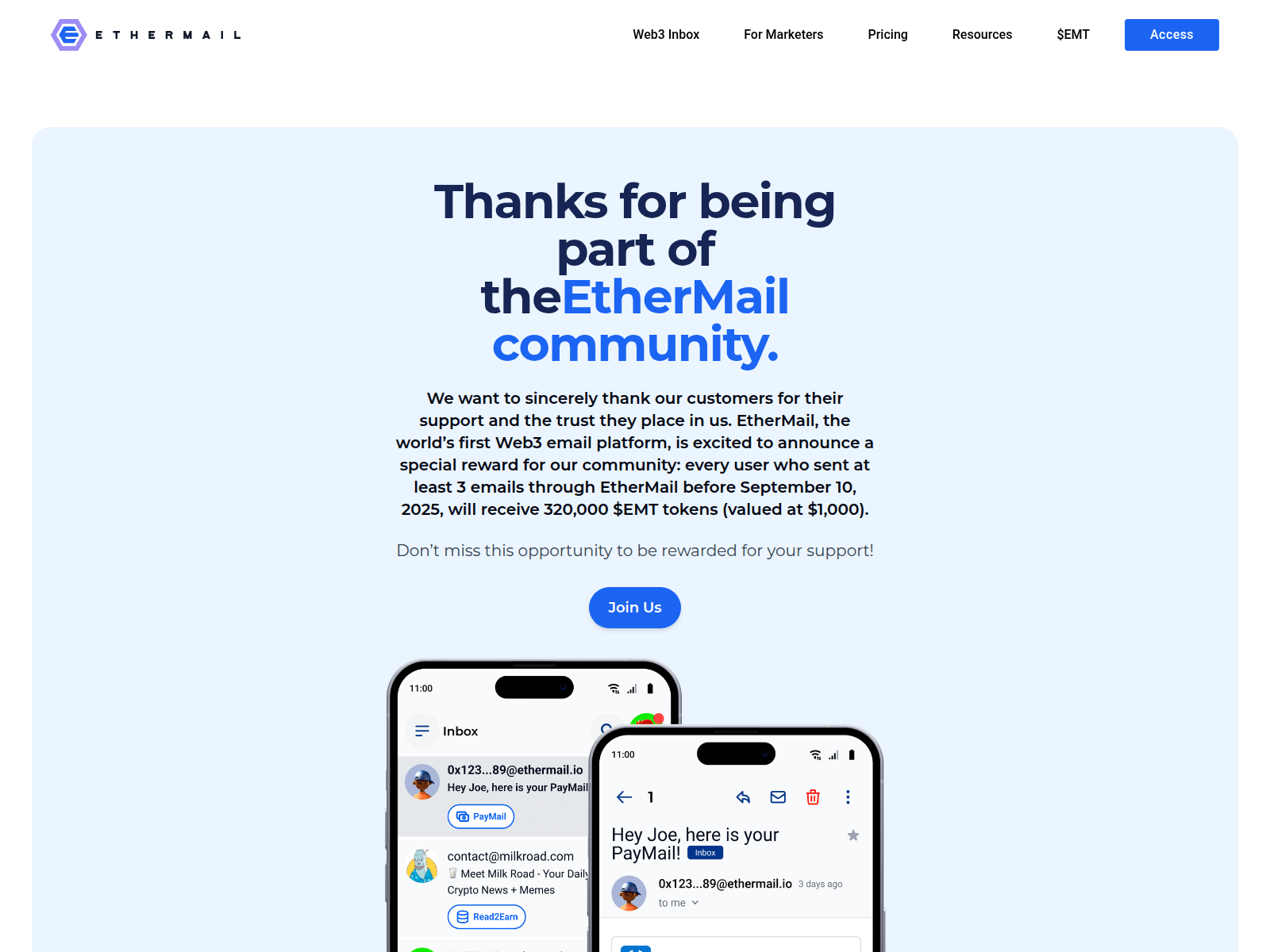 Screenshot of ehtermail.io-app.live