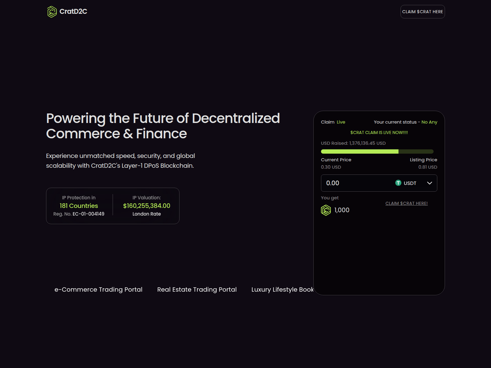 Screenshot of cratdappclaim.vercel.app