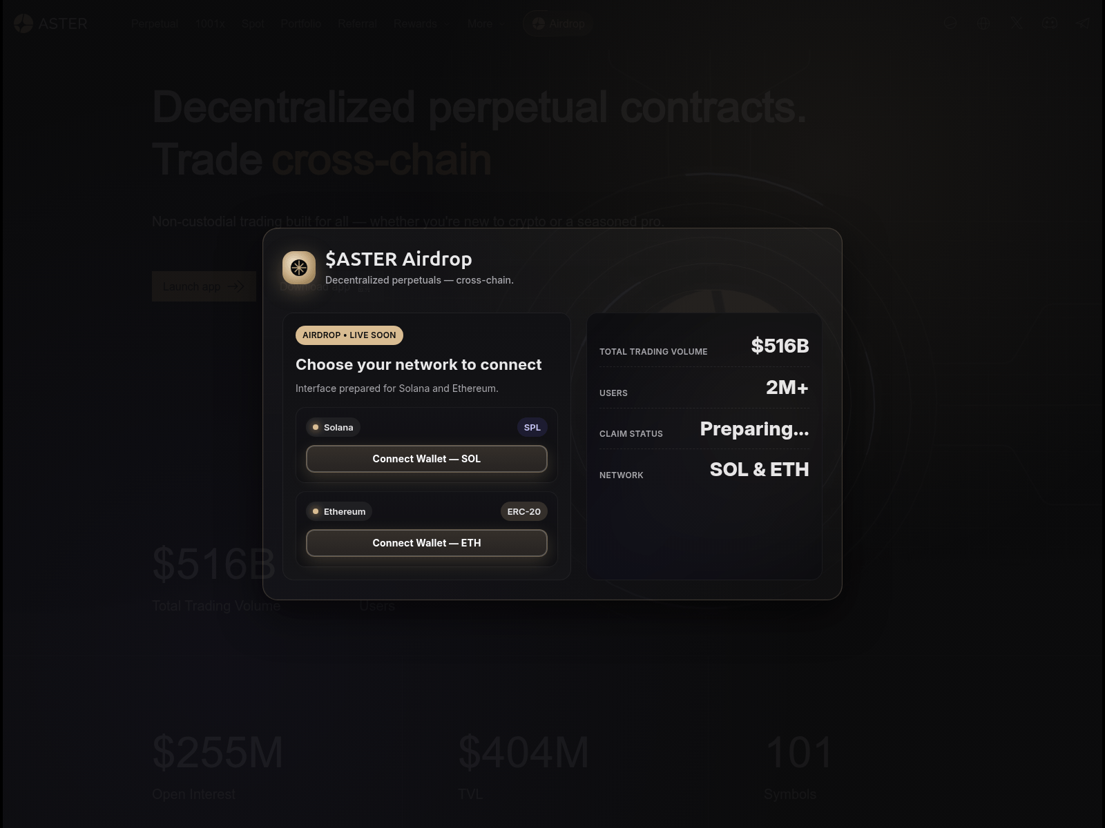 Screenshot of rewards-astersdex.xyz
