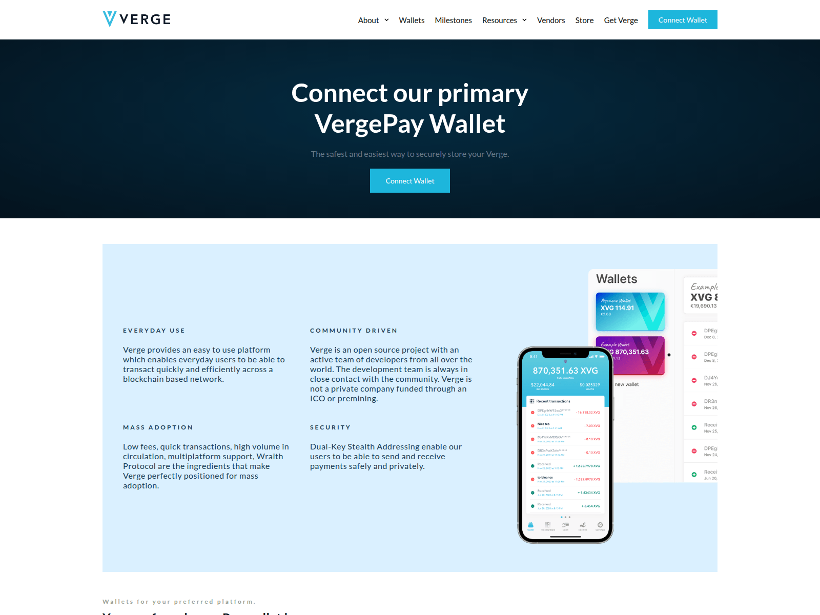 Screenshot of verge-wallet.io