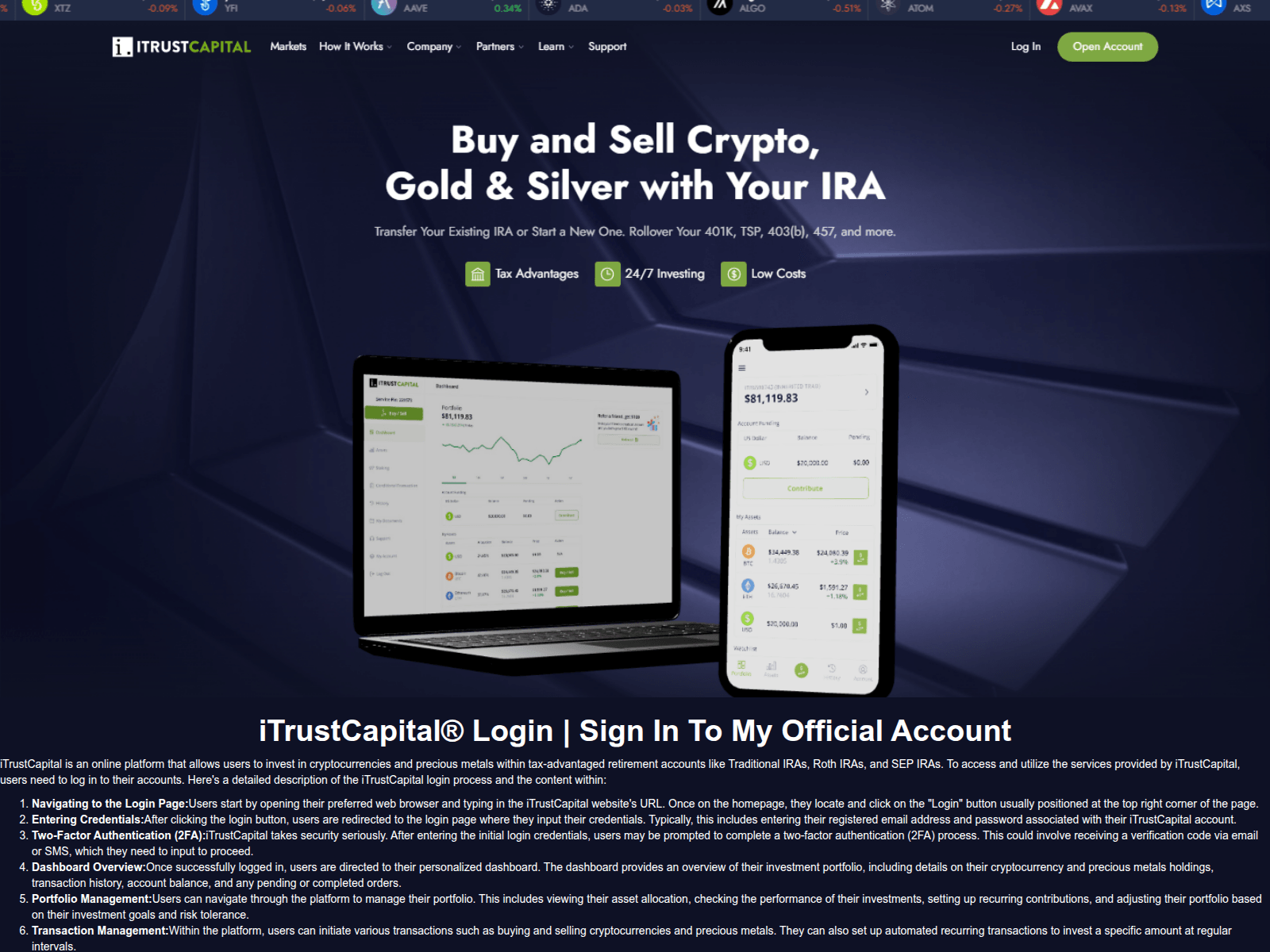 Screenshot of itrrusrtcpiltal-login.webflow.io
