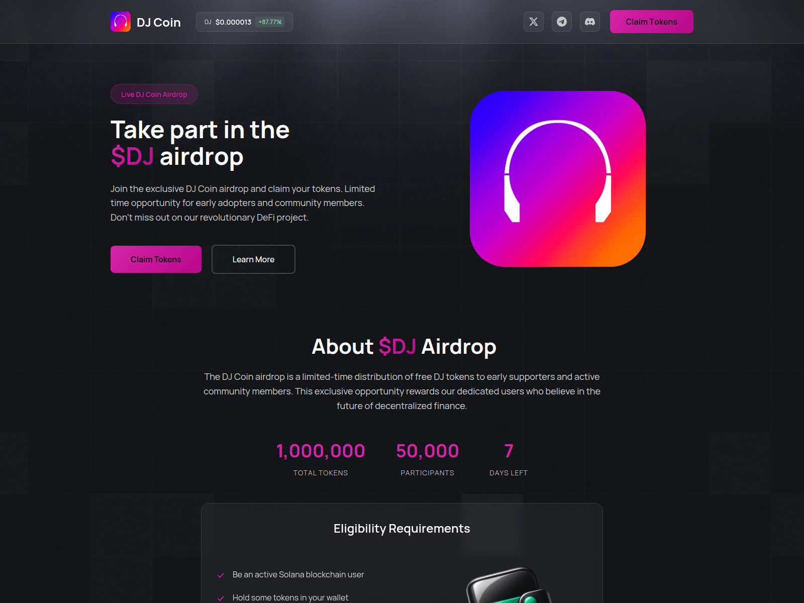Screenshot of djcoin.onsol.pro