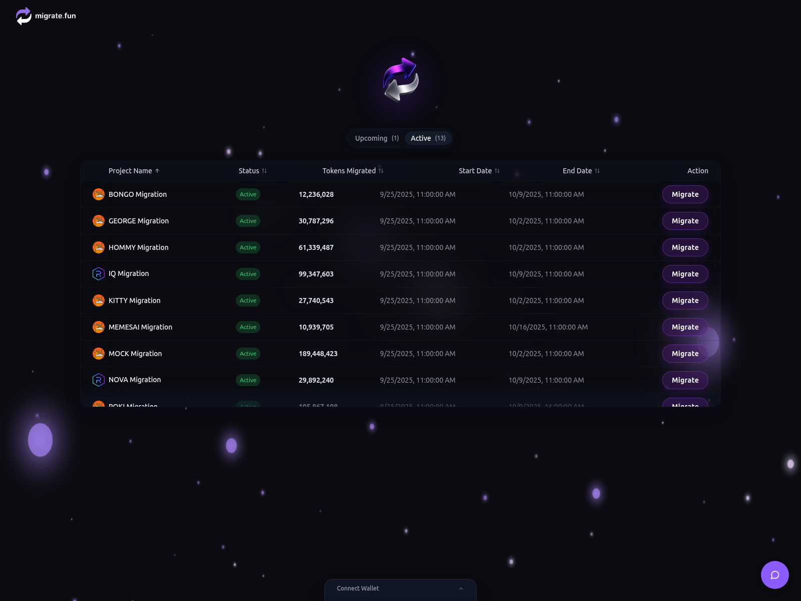 Screenshot of migratefun.xyz