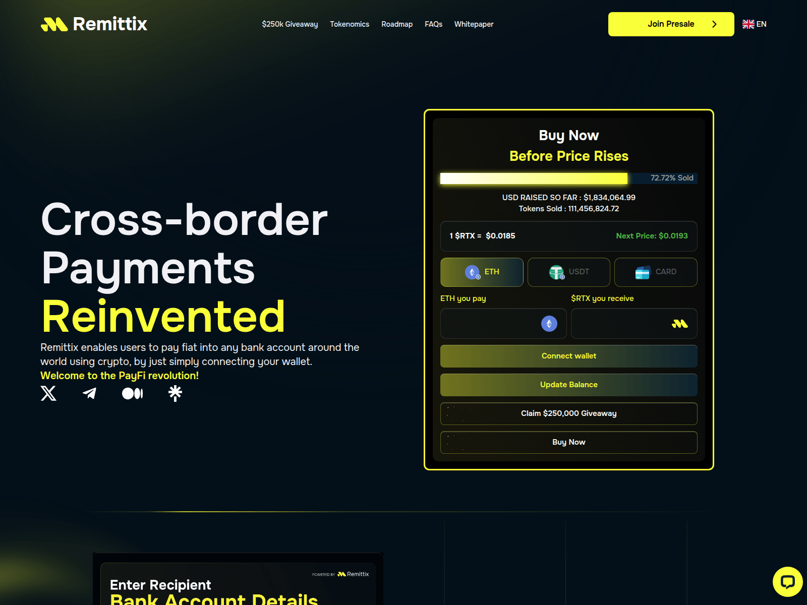 Screenshot of remittixx.vercel.app