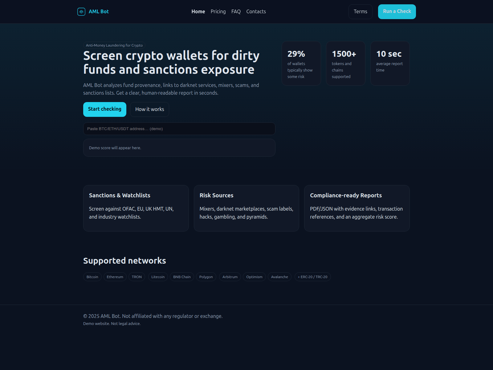 Ekran görüntüsü of aml-bot.co.com