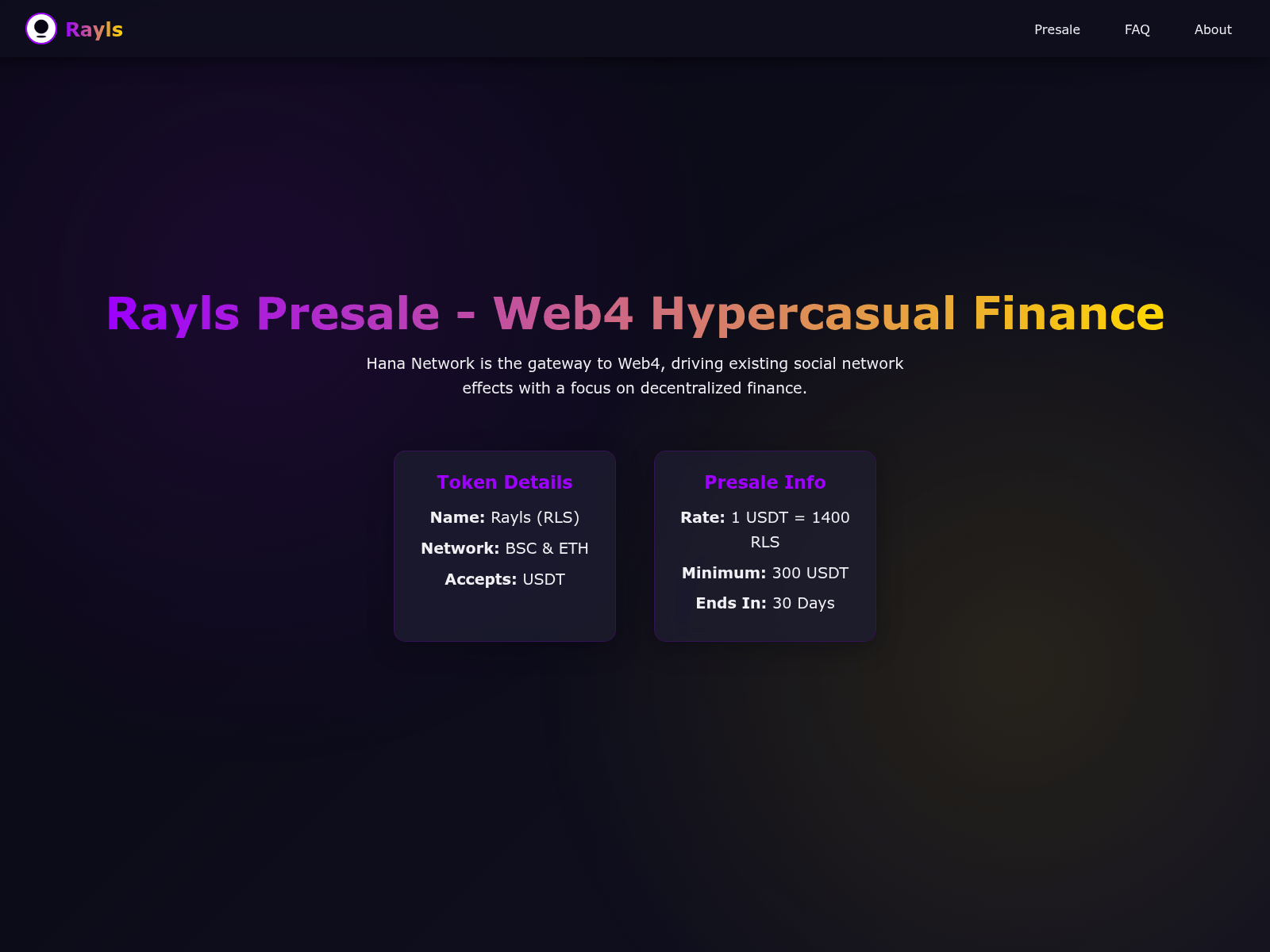 Screenshot of rayls.presalelab.top