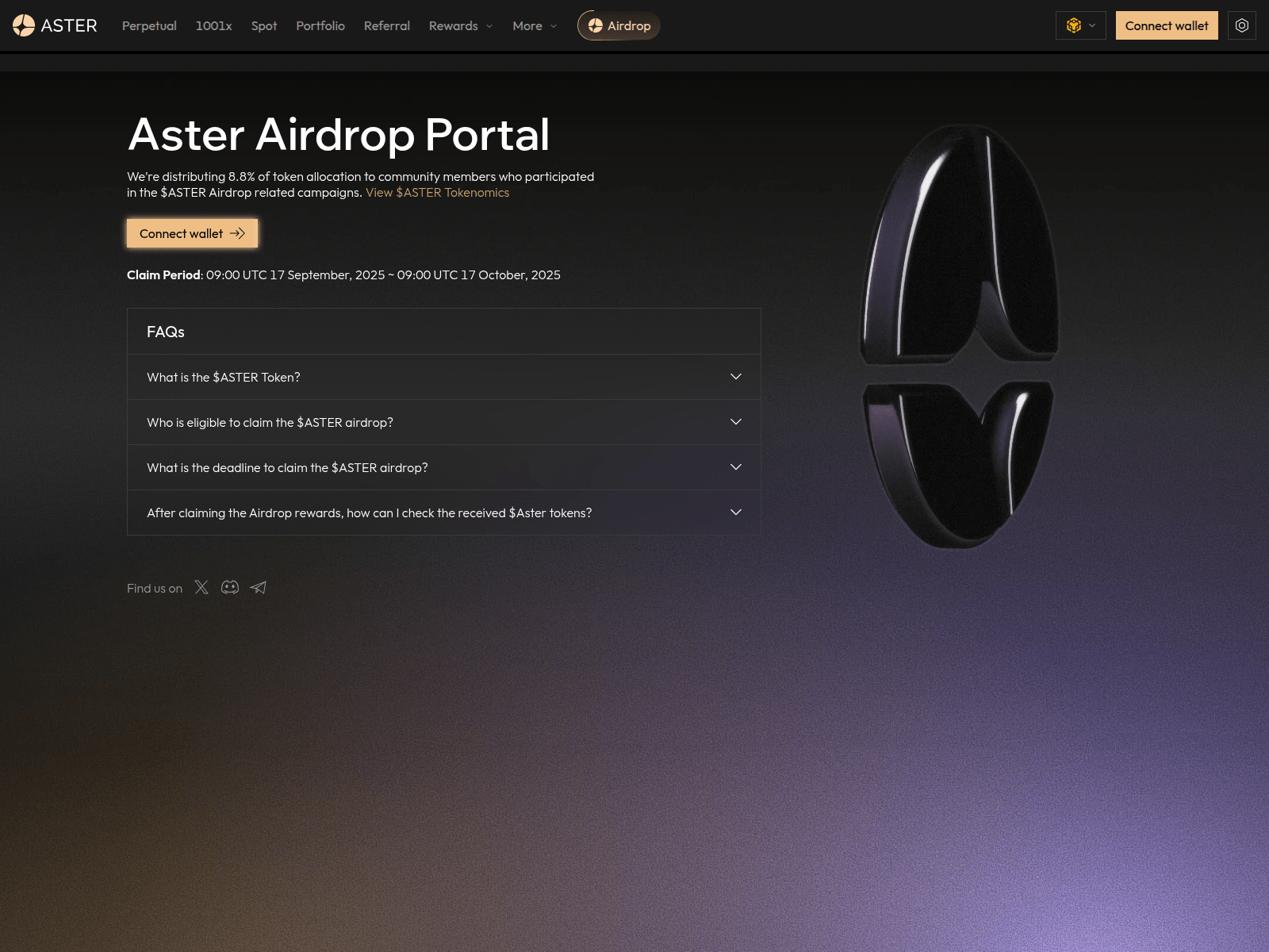 Screenshot of claim.aster-dex.top