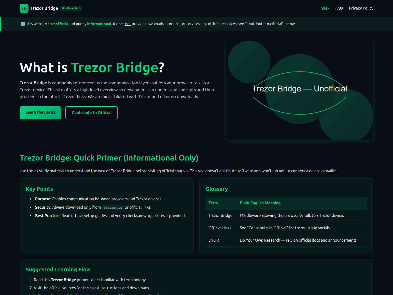 Screenshot of trezor-bridge-info.live