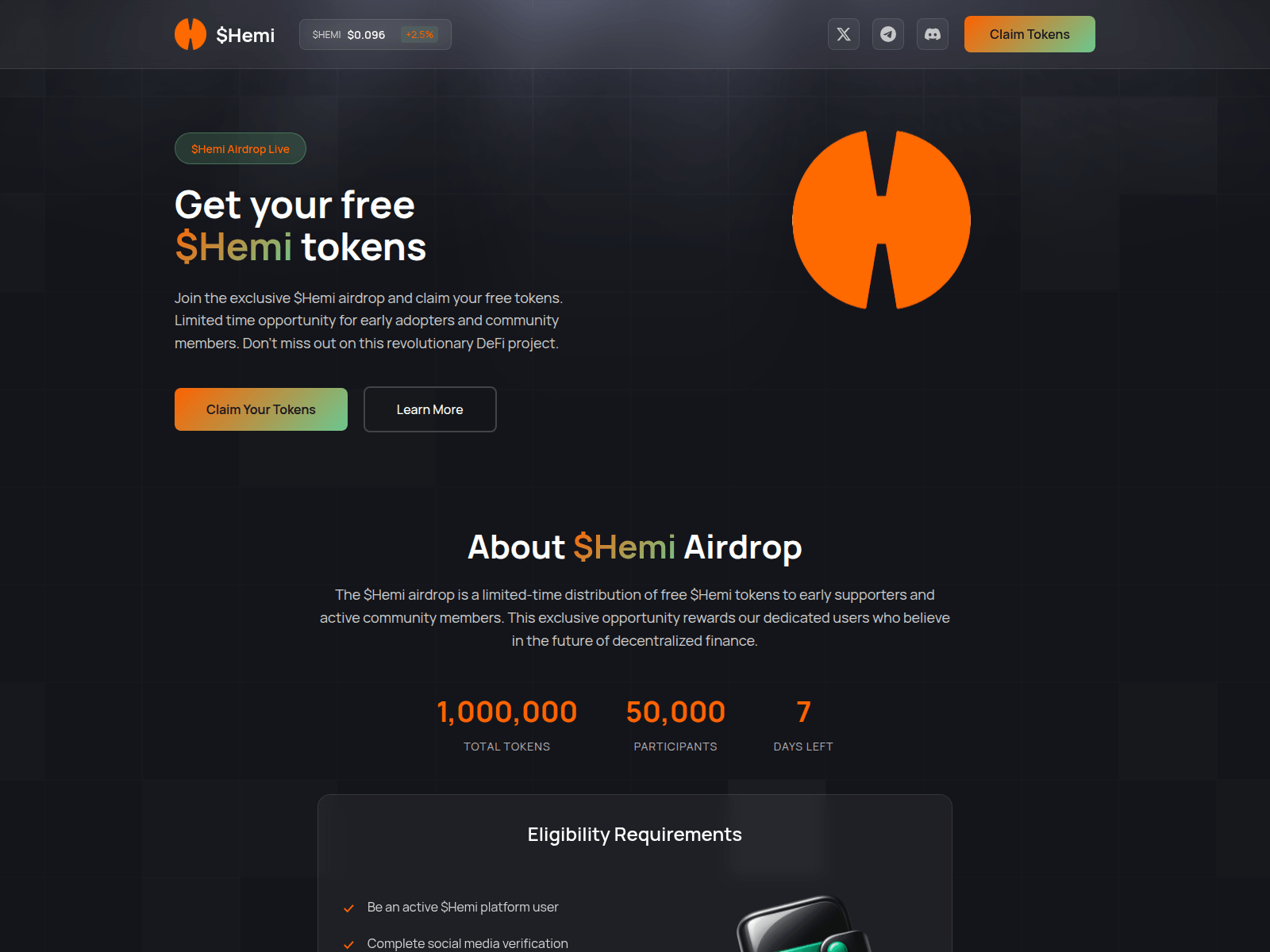 Screenshot of hemitoken.com