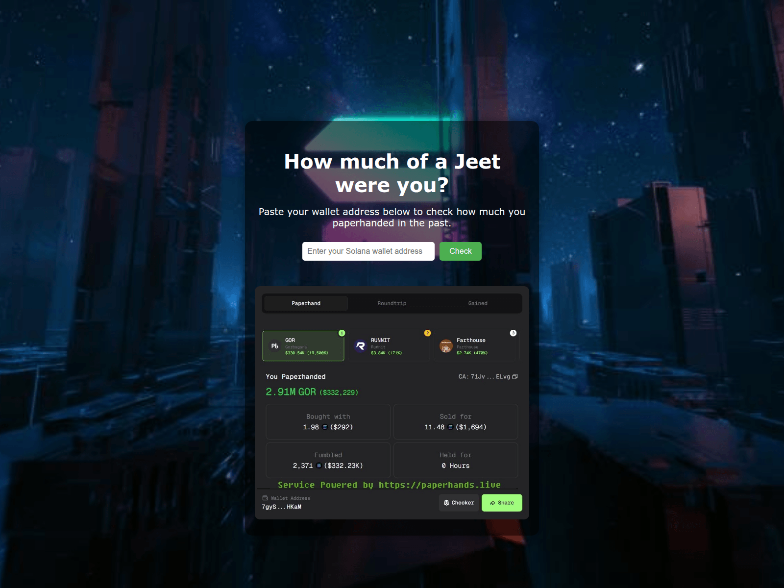 Screenshot of paperhands.live