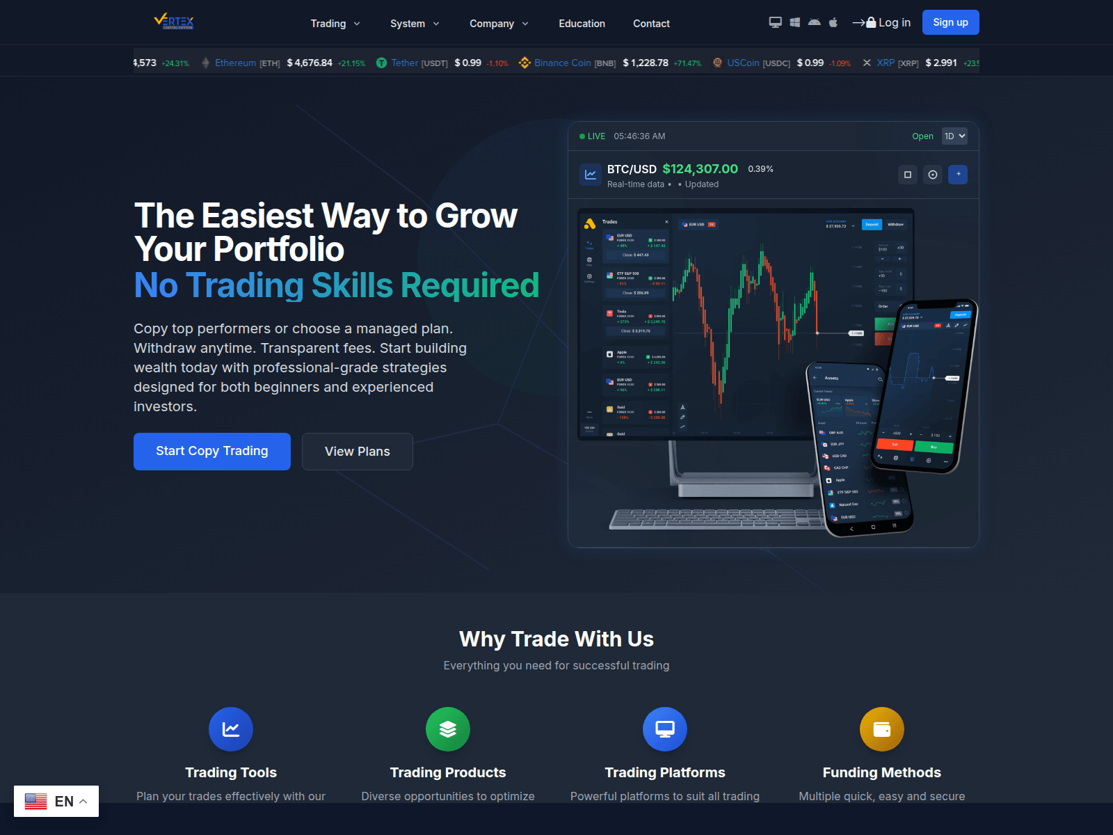 Screenshot of vertexcapoption.com